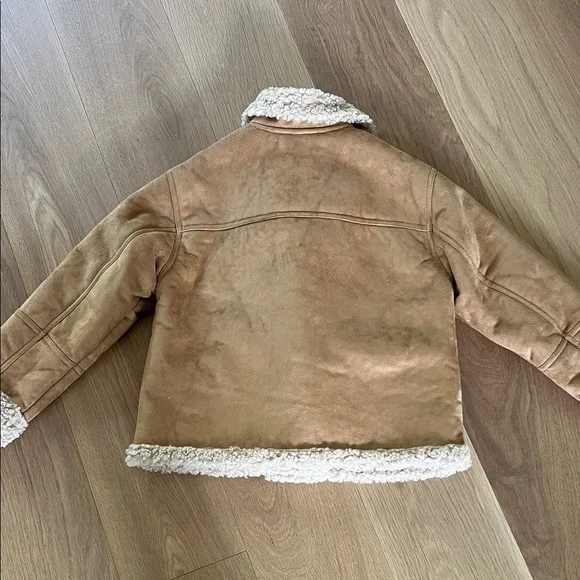 Zara Kids Tan Suede Style Kids Jacket with Sherpa Trim - Picture 6 of 6